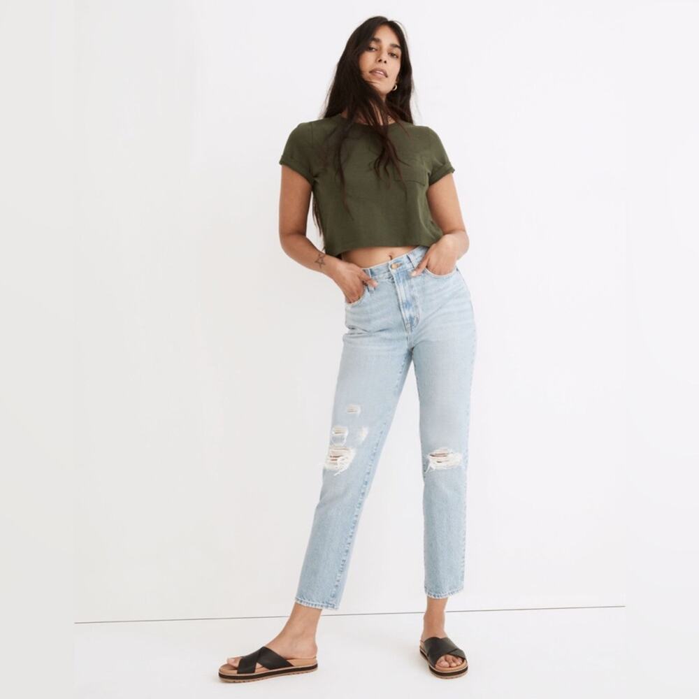 Madewell Perfect Vintage Jean Grandbay Wash: Ripped Edition Light Wash Slim 26